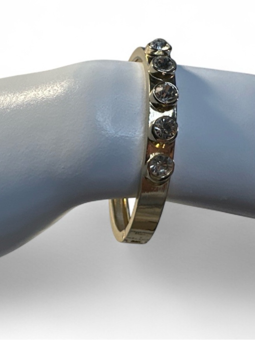 Gold-Tone Bangle Bracelet Rhinestone Accents